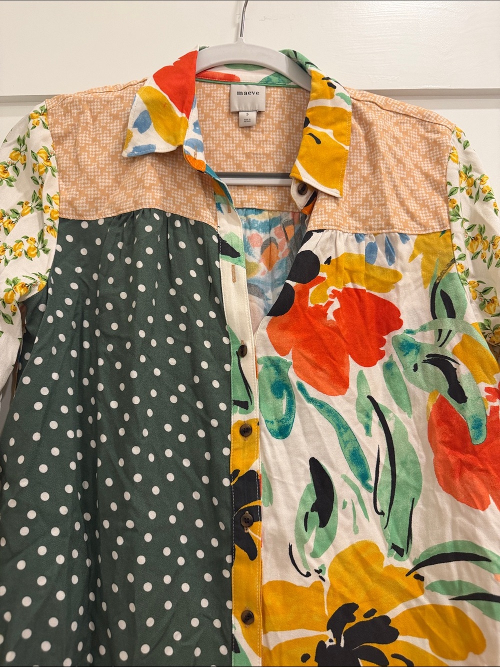 Maeve Multicolor Floral & Abstract Print Anthropologie Blouse - Picture 3 of 5
